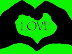 Banner hands heart over LOVE text green background Stock Footage