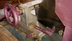 Specialised machinery at a cricket bat factory Stock Footage