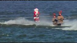 A water skiing Santa takes to the Potomac River News Clip