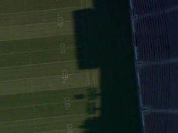 Aerial HA ECU and  ZO from the pitch at Rose Bowl Stadium, Pasadena, California, United States. Stock Footage