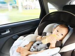 HD:Portrait of little baby in safety carseat. Stock Footage