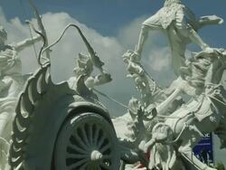 Tilt Up Chariot Statue Bali Indonesia Stock Footage
