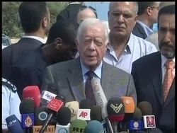 Former President Jimmy Carter says he's trying to persuade Hamas leaders to accept the international community's conditions for ending its boycott of the Islamic militant group News Clip