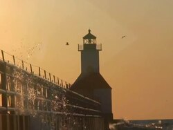 Lighthouse at Sunset Stock Footage