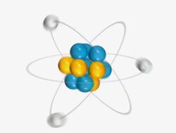CGI of Bohr model of an atom showing the electrons, neutrons and protons Stock Footage