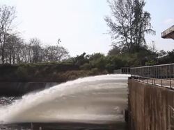 Floodgate for blocking or retaining a stream of water Stock Footage