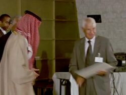 MS PAN ZI ZO Prince of jordan presenting envelopes to people AUDIO /Jordan  Stock Footage