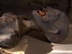 Close-up of ancient Egyptian mummy  Stock Footage