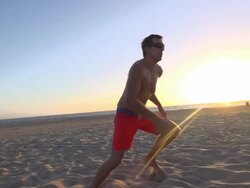 Men playing beach volleyball. - Slow Motion Stock Footage