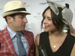 INTERVIEW - Jason Biggs on coming to the event with wife Jenny Mollen on their fashion selections at Moet & Chandon Toasts The 139th Kentucky Derby Stock Footage