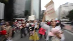 Brazilian mothers hold anti-government rally in Sao Paulo Stock Footage