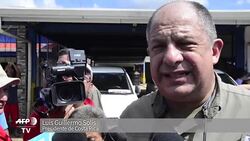 VOICED : Presidente de Costa Rica visito areas afectadas por huracan Otto News Clip