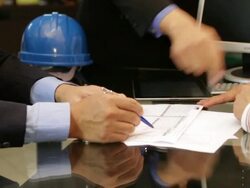 Project manager discussing with team leaders Stock Footage