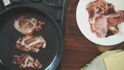 Preaparing and Roasting Bacon Sandwich Stock Footage