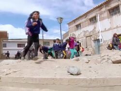 WS LA View of kids playing at School / Potosi, Bolivia Stock Footage