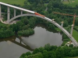 MS AERIAL ZO Shot of bridge construction / Germany Stock Footage