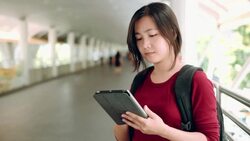 Woman use tablet Stock Footage