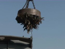 MS POV Magnet being worked in scrapyard / Bous, Saarland, Germany Stock Footage