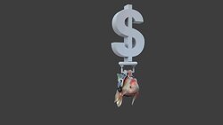 Goldfish carrying (Dollar) Canadian American Currency Symbol, loopable, 2 versions Stock Footage