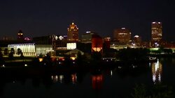 The Milwaukee Skyline At Night Stock Footage