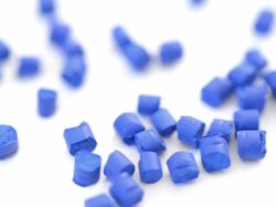 Blue polymer granule macro Stock Footage
