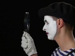 Mime Magnifying Glass 3 - Surprise Stock Footage