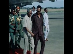 SYND 18 7 78 PRESIDENT NYERERE &amp; PRESIDENT NETO ARRIVE FOR OAU CONFERENCE News Clip