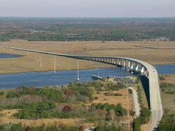 WS AERIAL View of bridge over river / South Carolina, United States Stock Footage