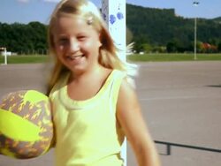 HD: Little Girl With A Ball Stock Footage