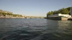 The Seine River is an important commercial waterway in the north of France. Stock Footage
