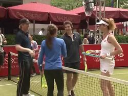 Jim Courier and Monica Seles Stock Footage