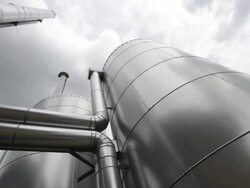 Buffer Vessel of a biomass plant, Energiewende, Germany Stock Footage