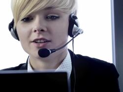 Cute business customer service woman smiling Stock Footage