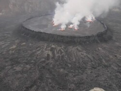 WS View of Smouldering lava lake in Nyiragongo crater / Goma, Virunga National Park, Democratic Republic of the Congo Stock Footage