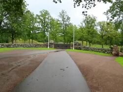 Borre mound cemetery,main road  in the  national park, burilas from the Viking Age Stock Footage