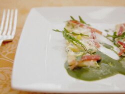 Close up of goat cheese agnolotti pasta Stock Footage