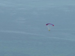 WS AERIAL ZI View of paragliding over ocean / Werribee, Victoria, Australia Stock Footage