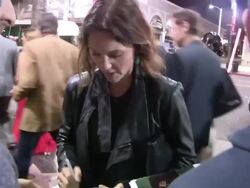 Lili Taylor greets fans while entering the 300: Rise Of An Empire After Party in Hollywood Stock Footage