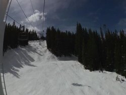 Lift ride up the mountain Stock Footage
