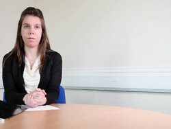 Female legal worker listening to client Stock Footage
