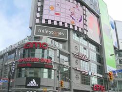 MS TU Shot of large billboard advertisements at yonge and dundas square / Toronto, Ontario, Canada   Stock Footage