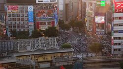 Shibuya station landscape of evening Stock Footage
