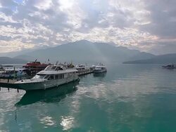 Chaowu Wharf, Sun Moon Lake, Taiwan Stock Footage