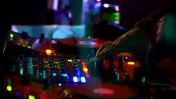 Deejay mixing  songs at a gig. Stock Footage