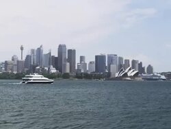 Skyline of Sydney with Harbour Bridge from Cremorne, Sydney, New South Wales, Australia Stock Footage