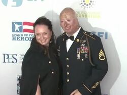 Staff Sgt. Robert Henline U.S. Army, NYCF, Veterans Airlift Command and guest at The 6th Annual Stand Up For Heroes Presented by The New York Comedy Festival and The Bob Woodruff Foundation Stock Footage