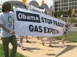 Environmentalists rally against fracking, natural gas and FERC Stock Footage