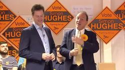 Nick Clegg visits Simon Hughes Campaign Office while campaigning in Southwark during General Election 2015 News Clip