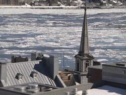 MS T/L Shot of Ice floating in river / Quebec, Canada Stock Footage