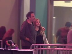 Brad Garrett & Hope Garrett arrive at Justin Bieber's Believe Premiere in Los Angeles Stock Footage